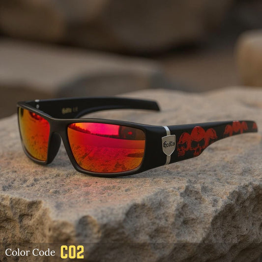 Wraparound Skull Style Polarized Sunglasses