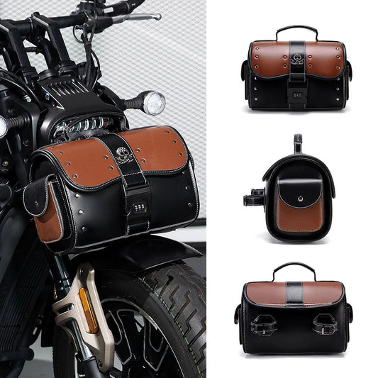IronSkull Lockable PU Leather Motorcycle Bag - Single Bag
