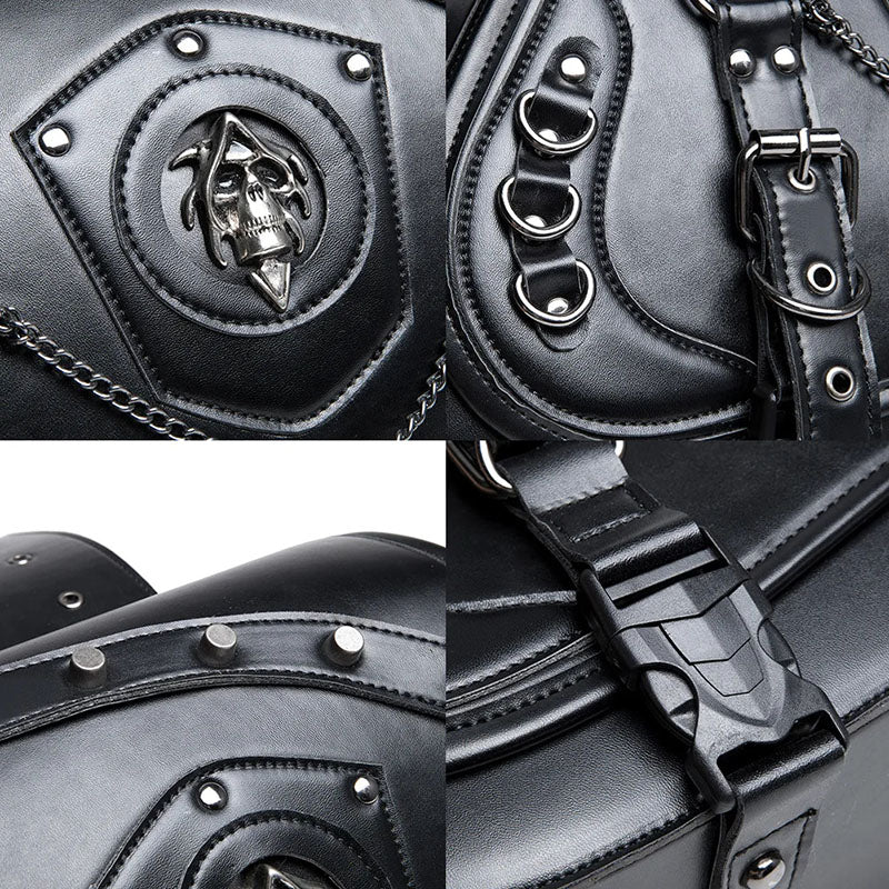 Steampunk Skull Motorcycle Bags – Left and Right Pair