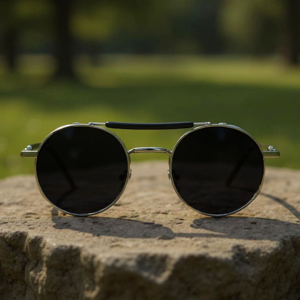 Steampunk Style Round Vintage Polarized Sunglasses