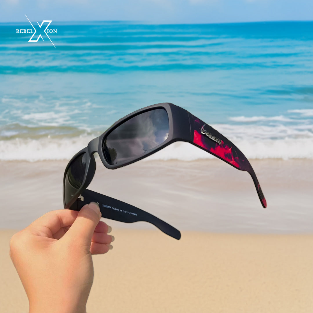 Rechteckige polarisierte Outlaws-Sonnenbrille – Rebel Rock Style