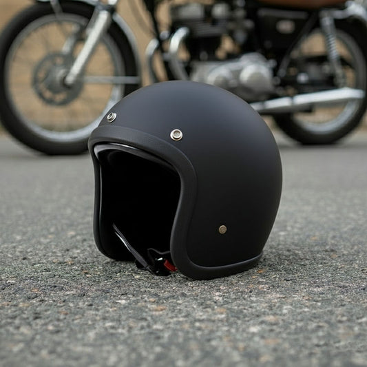 Low Profile Vintage Motorcycle Helmet - DOT Approved