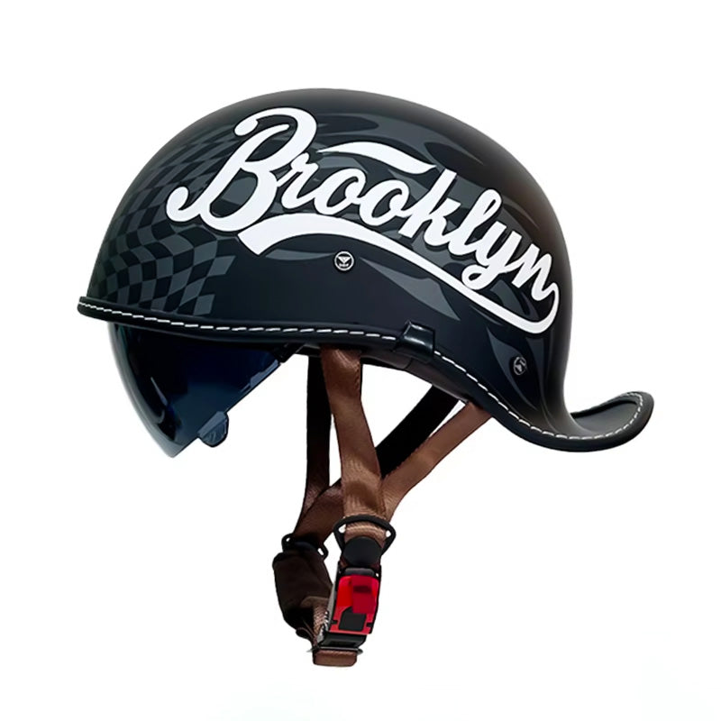 DOT Motorcycle Half Helmet – Low Profile with Sun Visor