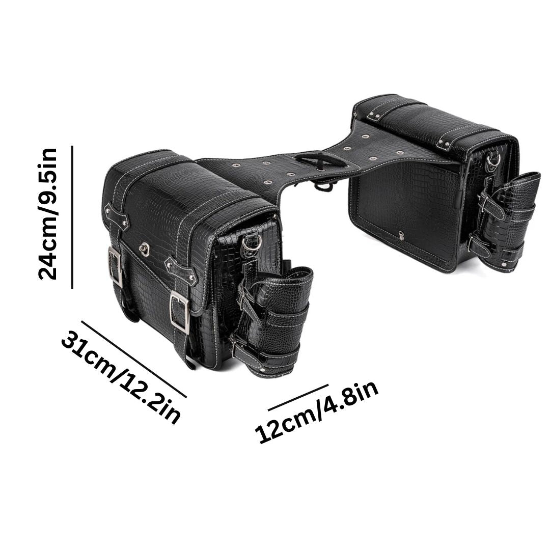 Vintage Embossed Texture Motorcycle Saddlebags – Left and Right Pair