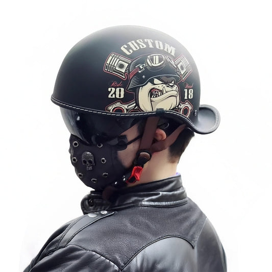 DOT Motorcycle Half Helmet – Low Profile with Sun Visor