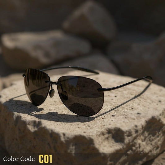 Rimless Oval Polarized Sunglasses