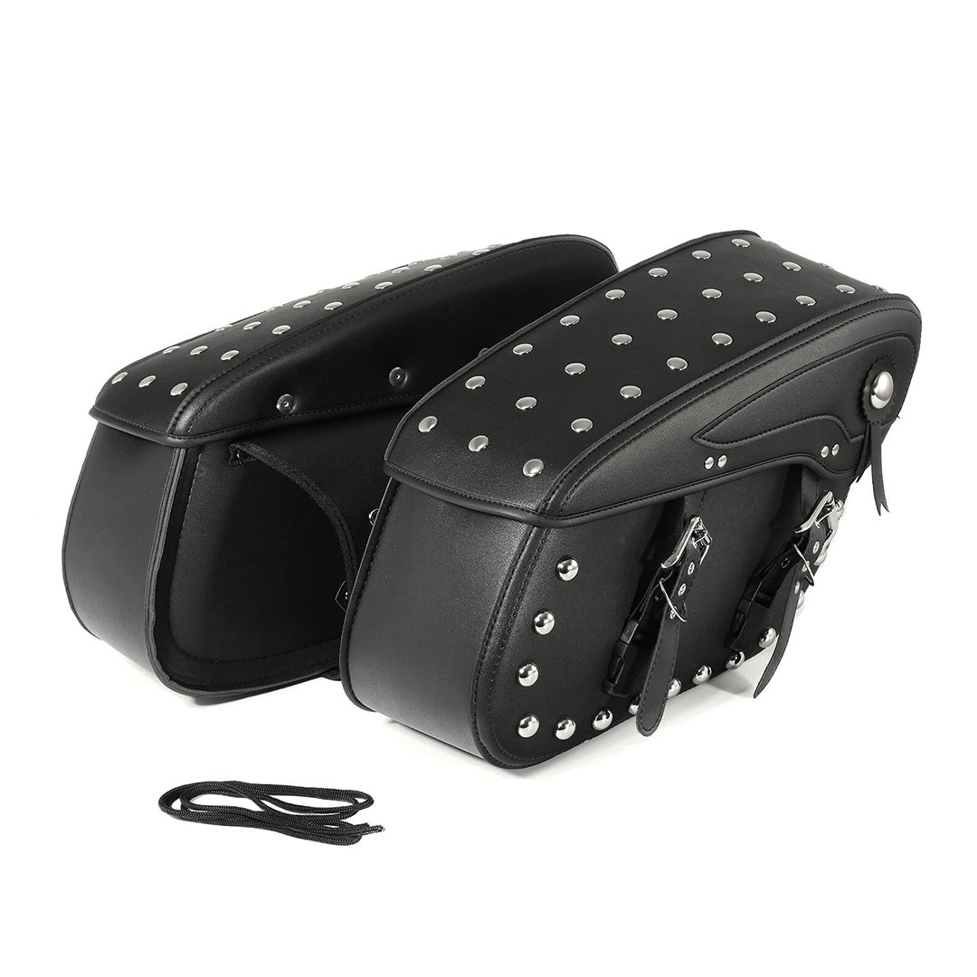Rivet-Style 50L Motorcycle Saddlebags – Left and Right Pair