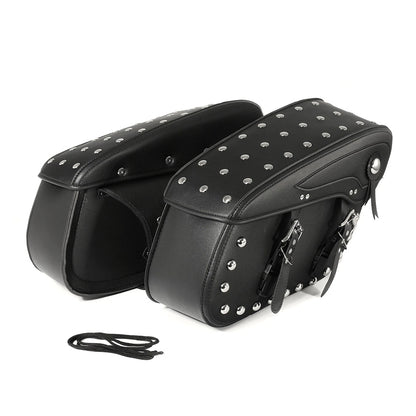 Rivet-Style 50L Motorcycle Saddlebags – Left and Right Pair