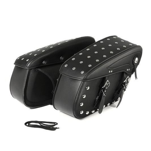 Rivet-Style 50L Motorcycle Saddlebags – Left and Right Pair