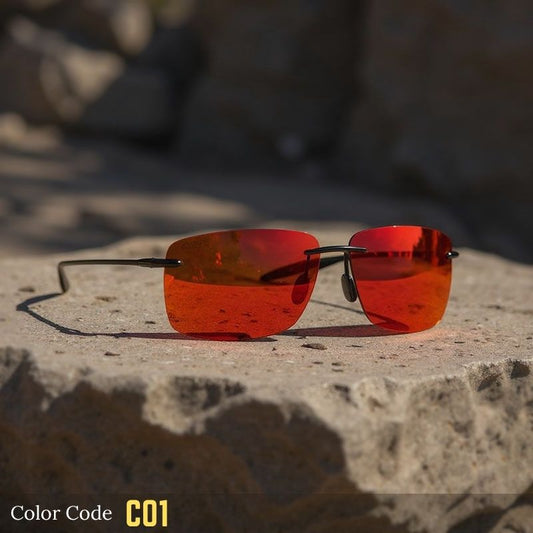 Rimless Vintage Rectangle Polarized Sunglasses
