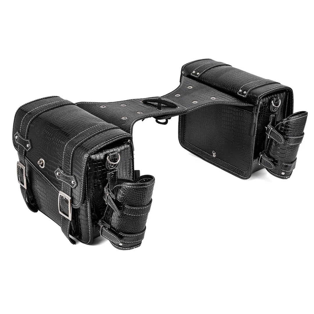 Vintage Embossed Texture Motorcycle Saddlebags – Left and Right Pair
