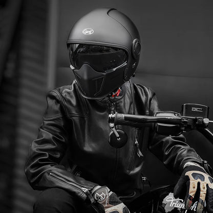 Double Lens Vintage Modular Helmet - DOT and ECE Approved