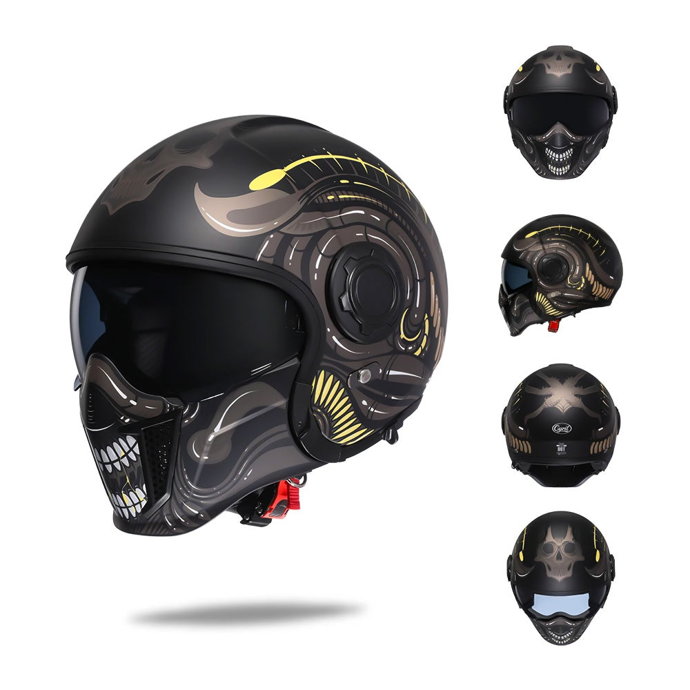 Double Lens Vintage Modular Helmet - DOT and ECE Approved