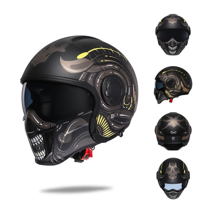 Double Lens Vintage Modular Helmet - DOT and ECE Approved