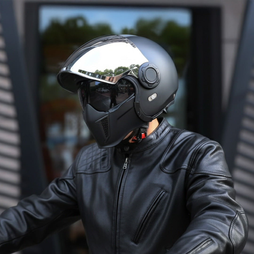 Double Lens Vintage Modular Helmet - DOT and ECE Approved