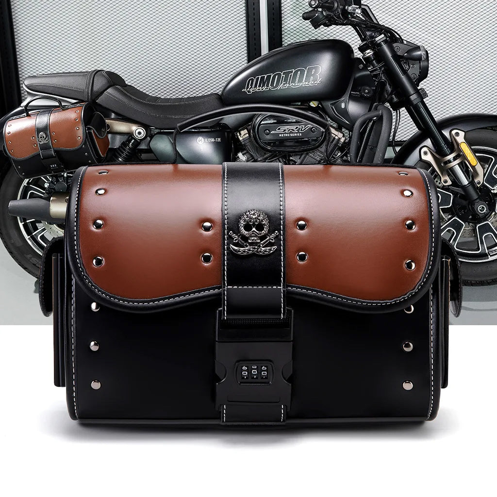 IronSkull Lockable PU Leather Motorcycle Bag - Single Bag