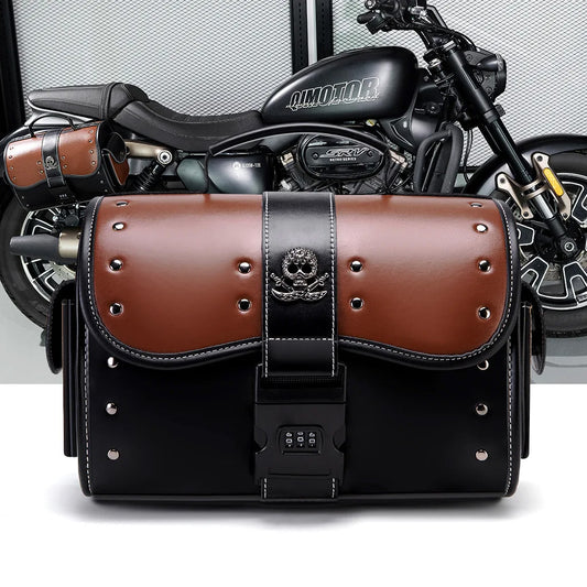 IronSkull Lockable PU Leather Motorcycle Bag - Single Bag