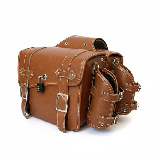 RoadSafe Motorcycle Brown Saddlebags - Left and Right Pair