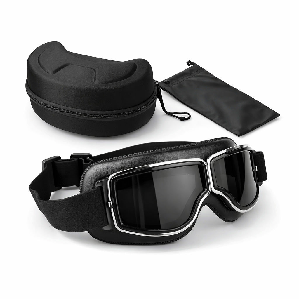 black motorcycle goggles Vintage Classic Motorcycle Goggles