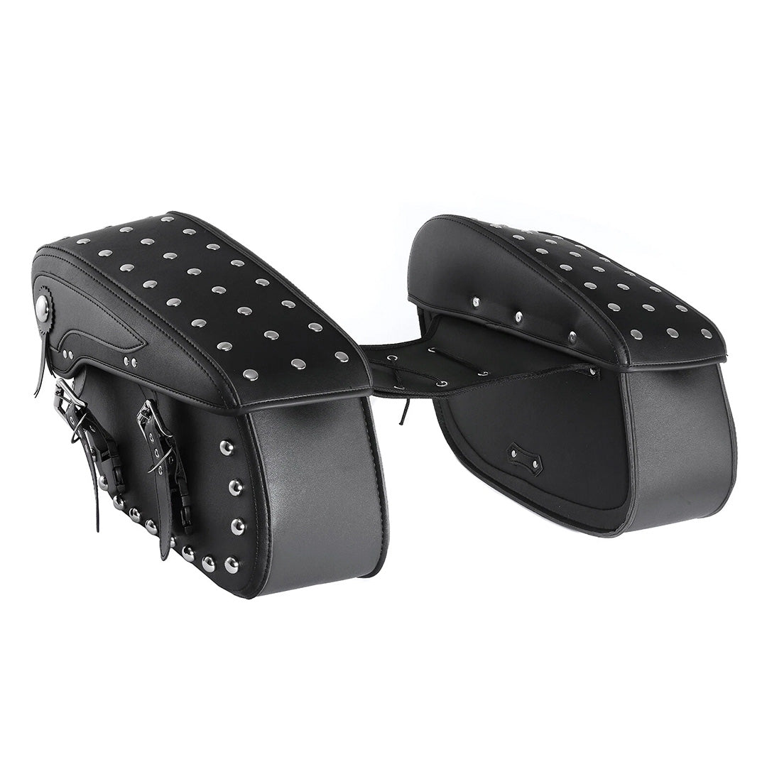 Rivet-Style 50L Motorcycle Saddlebags – Left and Right Pair