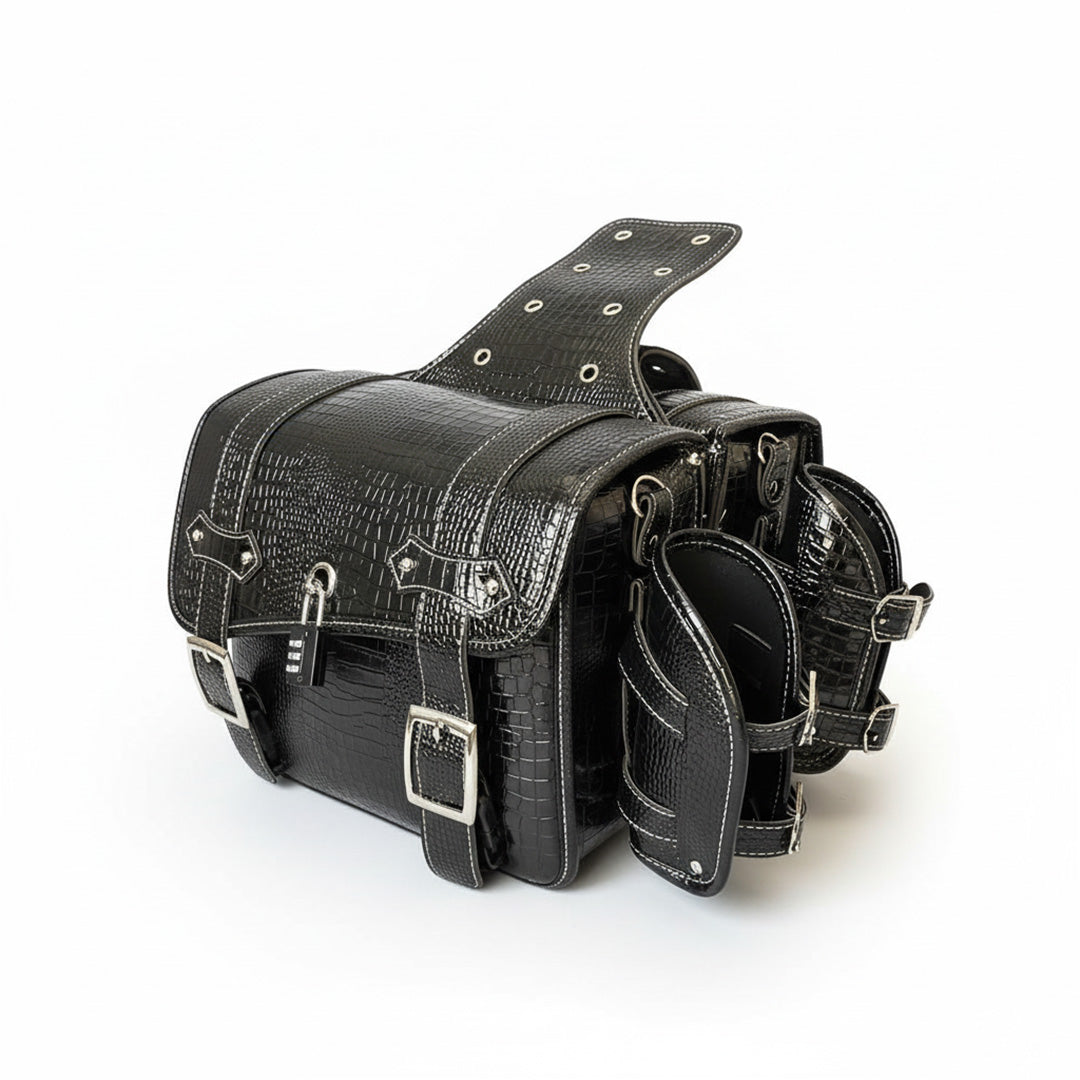 Vintage Embossed Texture Motorcycle Saddlebags – Left and Right Pair