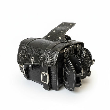 Vintage Embossed Texture Motorcycle Saddlebags – Left and Right Pair