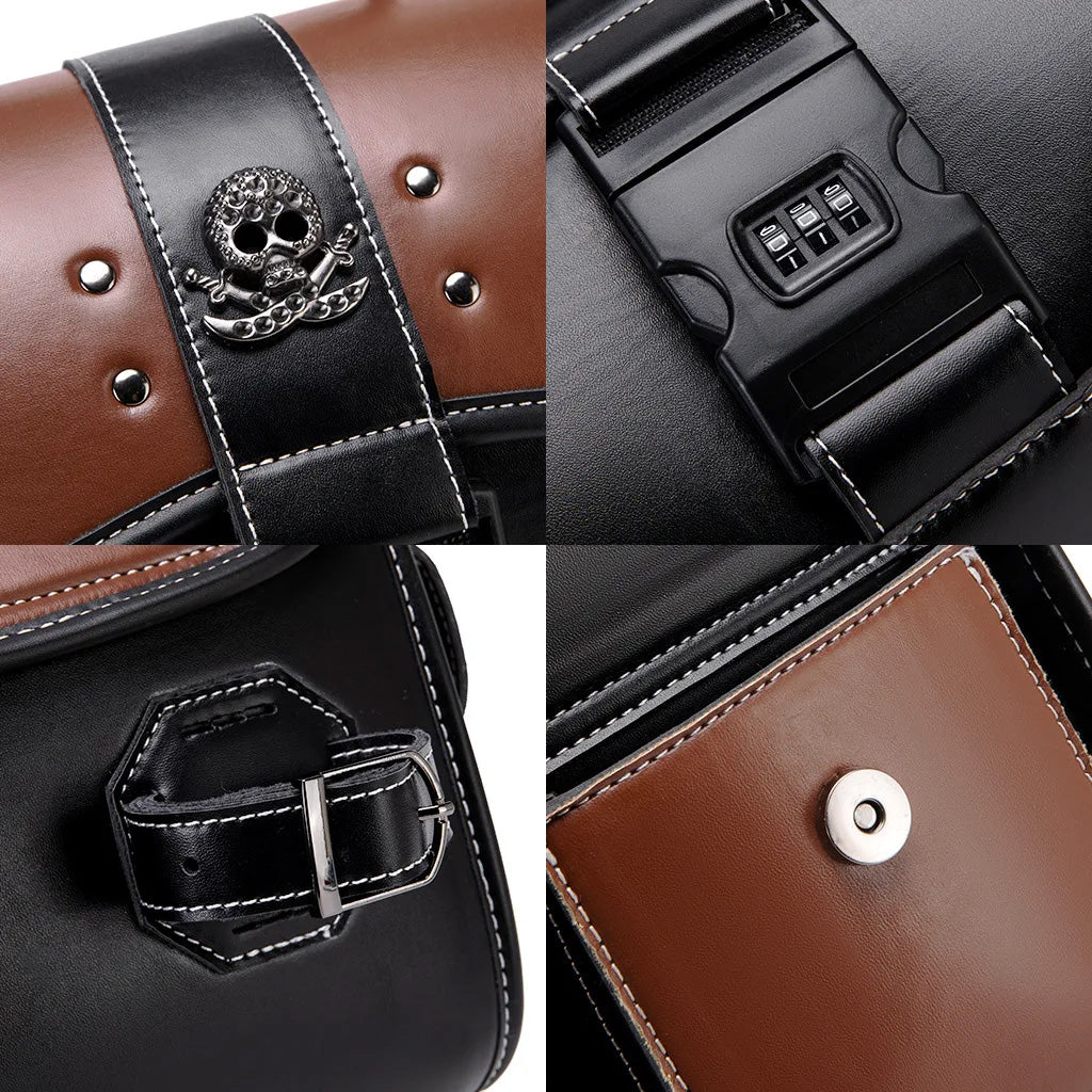 IronSkull Lockable PU Leather Motorcycle Bag - Single Bag