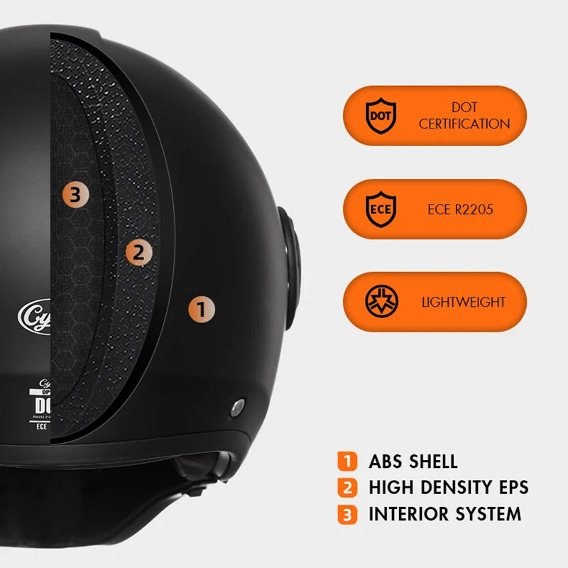 Double Lens Vintage Modular Helmet - DOT and ECE Approved