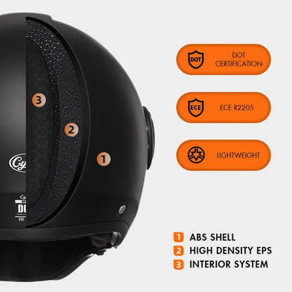 Double Lens Vintage Modular Helmet - DOT and ECE Approved