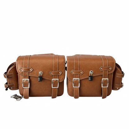 RoadSafe Motorcycle Brown Saddlebags - Left and Right Pair