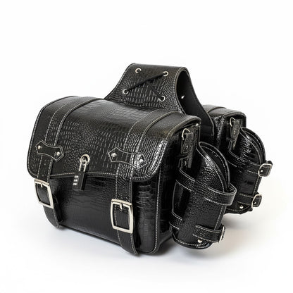 Vintage Embossed Texture Motorcycle Saddlebags – Left and Right Pair