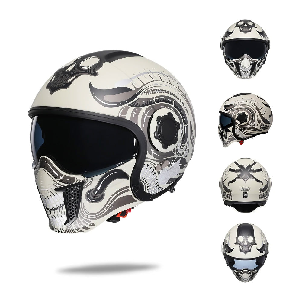 Double Lens Vintage Modular Helmet - DOT and ECE Approved