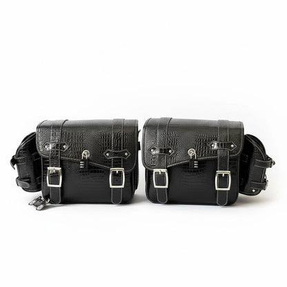 Vintage Embossed Texture Motorcycle Saddlebags – Left and Right Pair