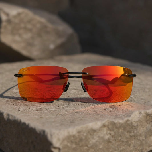 Rimless Vintage Rectangle Polarized Sunglasses