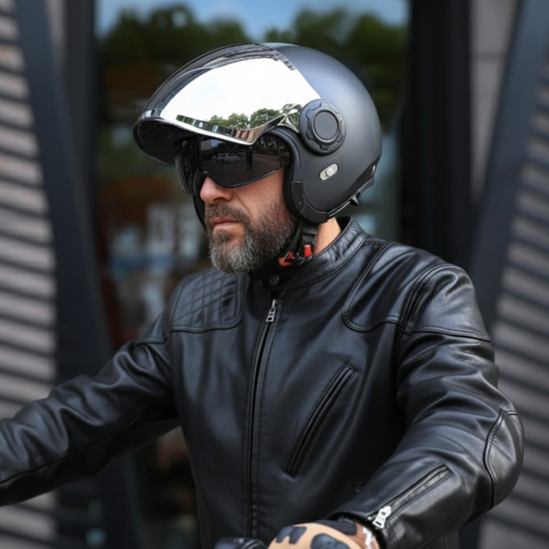 Double Lens Vintage Modular Helmet - DOT and ECE Approved