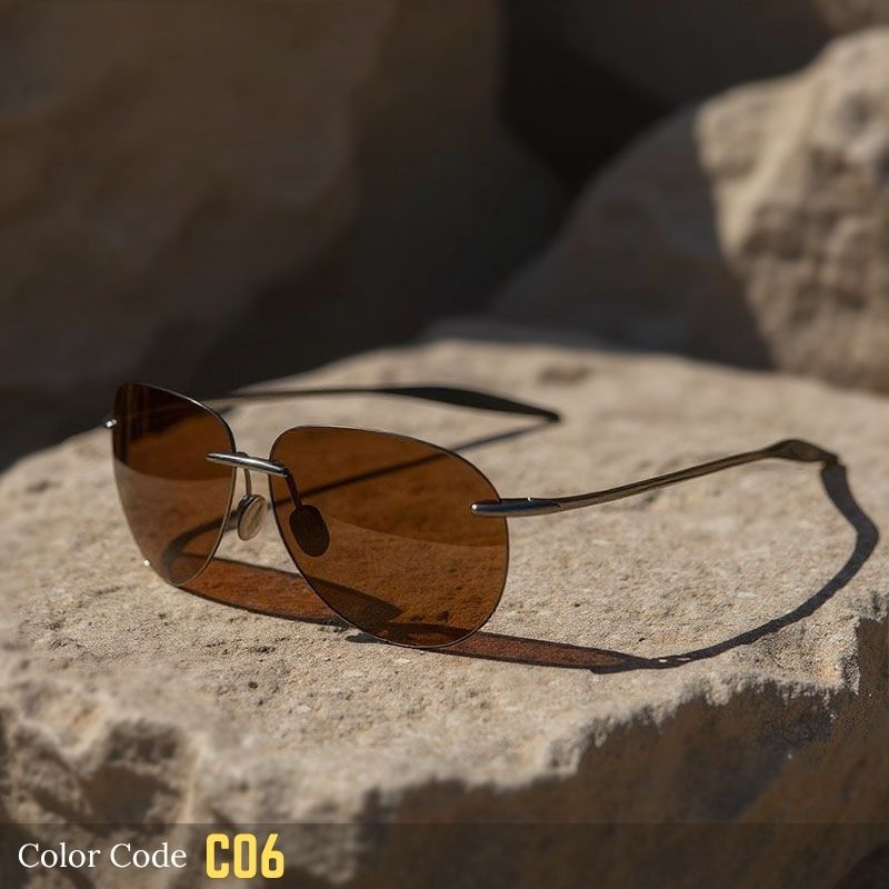 Rimless Oval Polarized Sunglasses