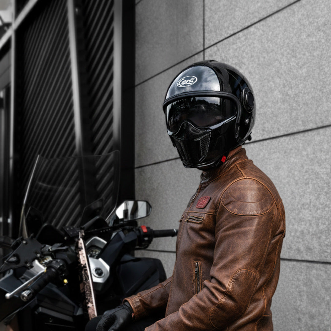 Double Lens Vintage Modular Helmet - DOT and ECE Approved