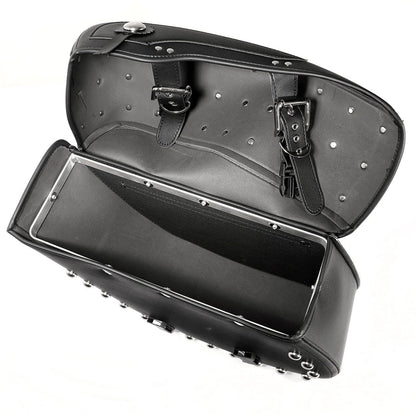 Rivet-Style 50L Motorcycle Saddlebags – Left and Right Pair