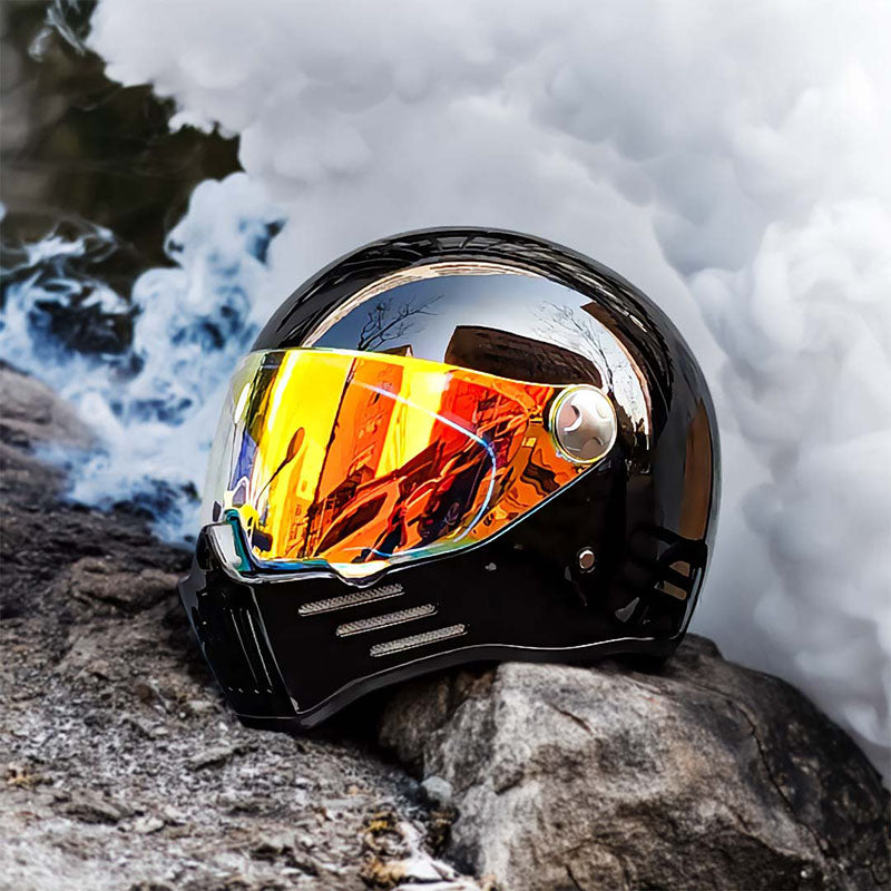 Full Face Cruiser Motorcycle Helmet | Red Visor  - DOT Approved