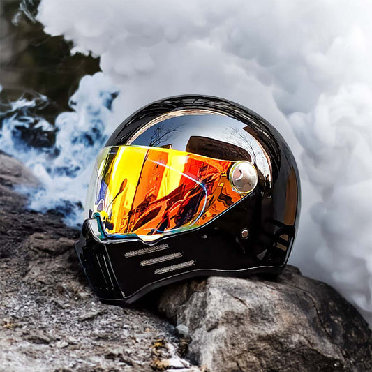 Full Face Cruiser Motorcycle Helmet | Red Visor  - DOT Approved