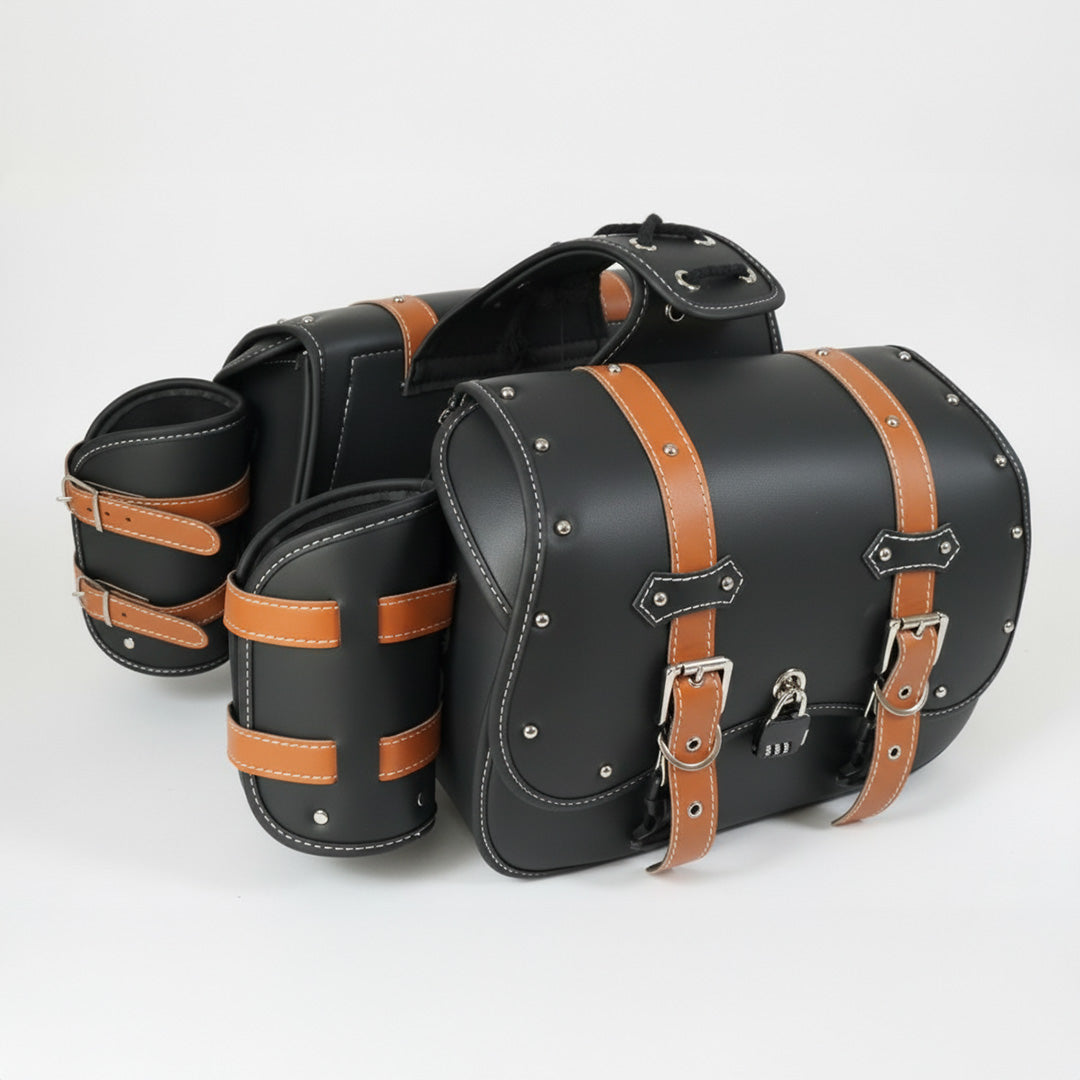 Black and Brown Universal Saddlebags – Left & Right Pair