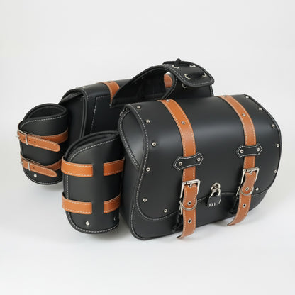 Black and Brown Universal Saddlebags – Left & Right Pair