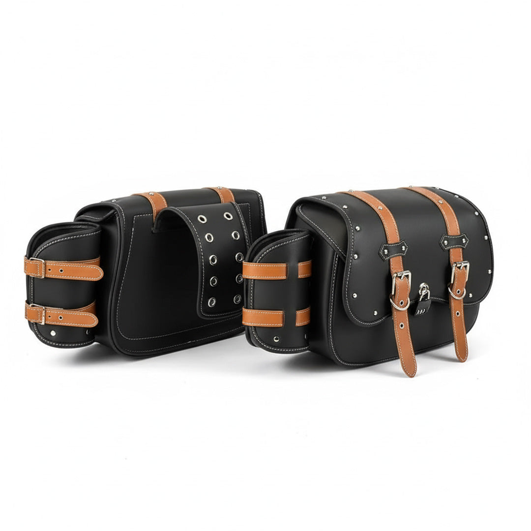 Black and Brown Universal Saddlebags – Left & Right Pair