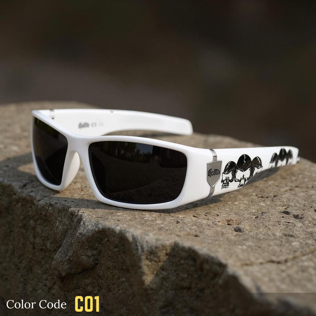 Wraparound Skull Style Polarized Sunglasses