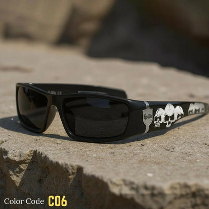 Wraparound Skull Style Polarized Sunglasses