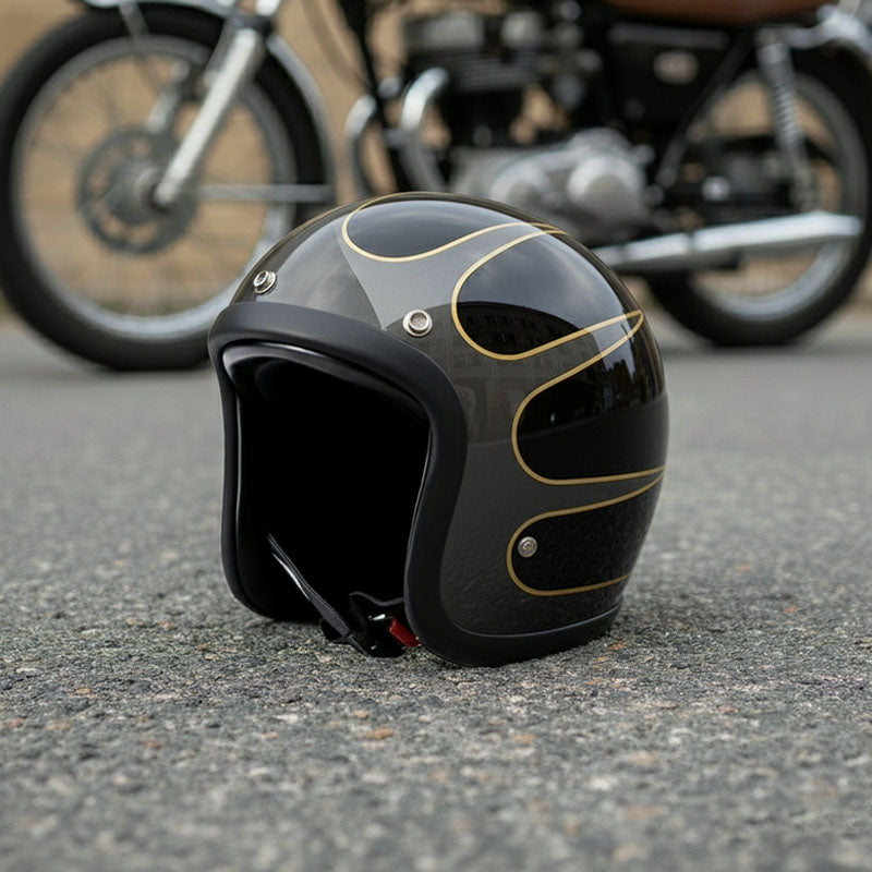 Low Profile Vintage Motorcycle Helmet - DOT Approved