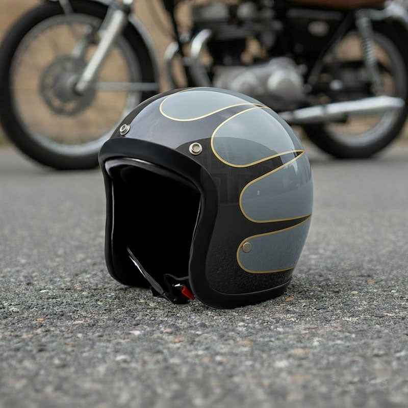 Low Profile Vintage Motorcycle Helmet - DOT Approved