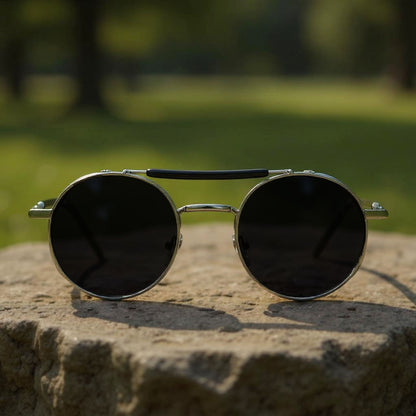 Steampunk Style Round Vintage Polarized Sunglasses