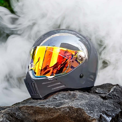 Full Face Cruiser Motorcycle Helmet | Red Visor  - DOT Approved