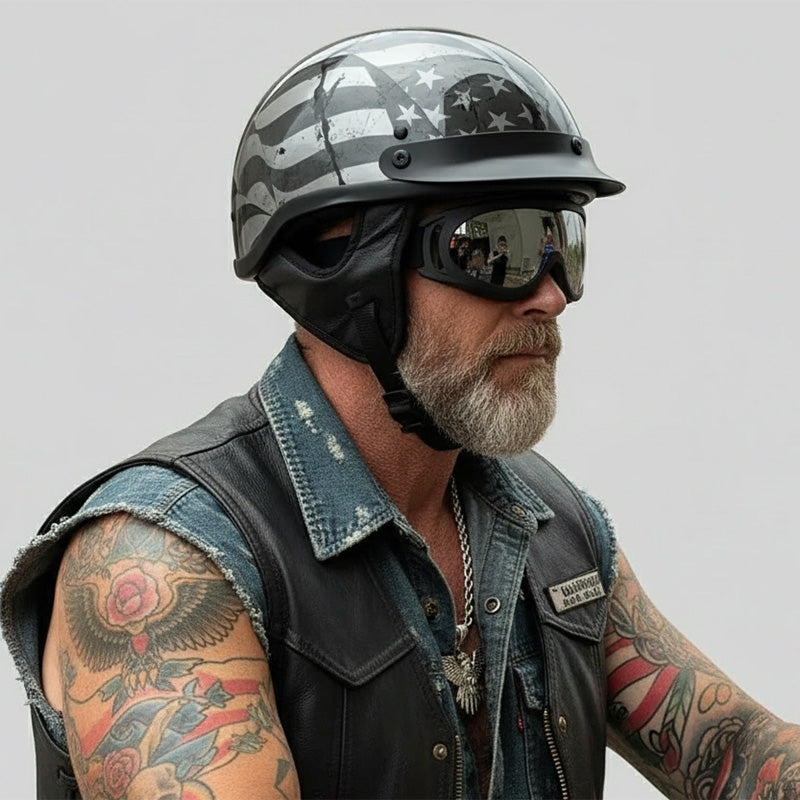 Low Profile Liberty Ride Motorcycle Helmet – DOT Certified